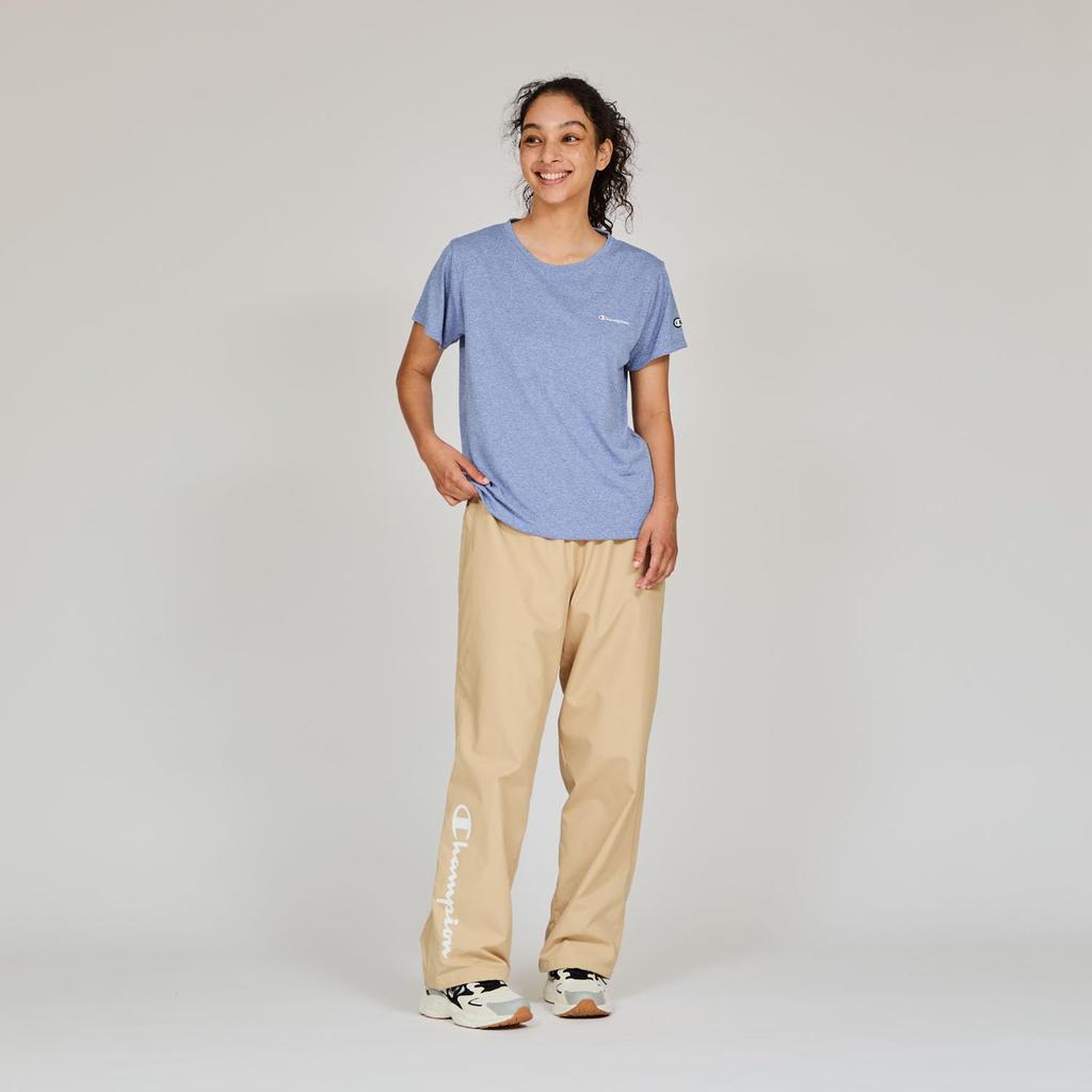Champion Basic Sport Long Rubber Script Sand Beige Women's CW-BSD01 Pants, Water-Repellent, Windproof, Print, Logo,