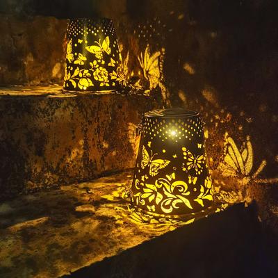 Solar Butterfly Lamp Outdoor Garden Decoration Waterproof Wrought Iron Lamp Garden Layout Light Control Hollow Lamp