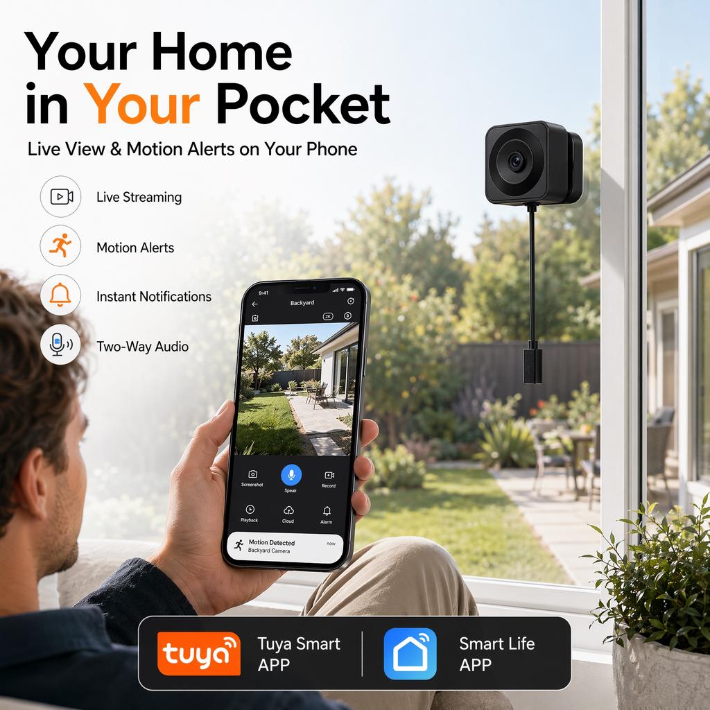 Window Camera LED Digital Clock Display High-definition 5MP 5G WIFI Camera Two-way Intercom Motion Detection TUYA APP Security Camera