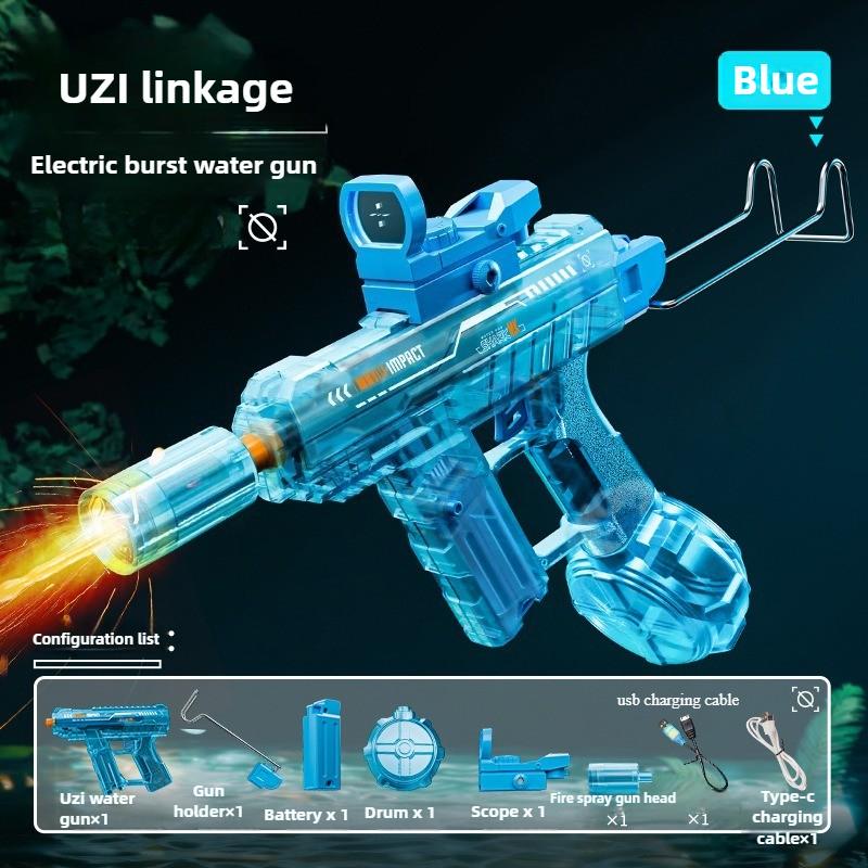 UZI Simulierende Flamme Elektrische Wasserpistole Hochdruck Automatische Wasserpistole für Kinder Sommer Outdoor Pool Wasserschlacht Spielzeug Geschenke