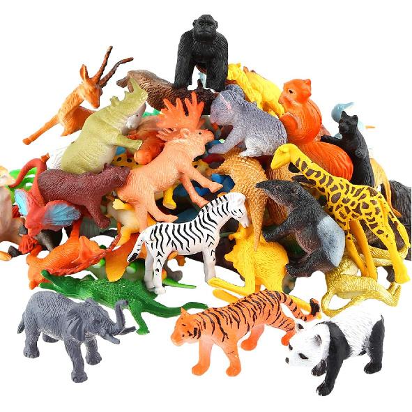 Animals Figure,54 Piece Mini Jungle Toys Set,ValeforToy Realistic Wild Vinyl Plastic Animal Learning Party Favors for Boys Girls Kids Toddlers Forest