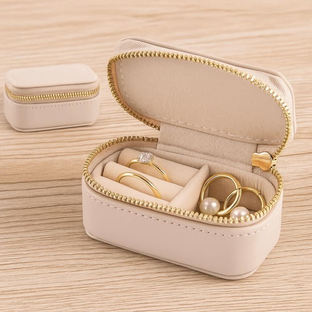 Zipper Necklace Ring Case Vintage Earring Organizer Mini Portable Jewelry Box  Girls
