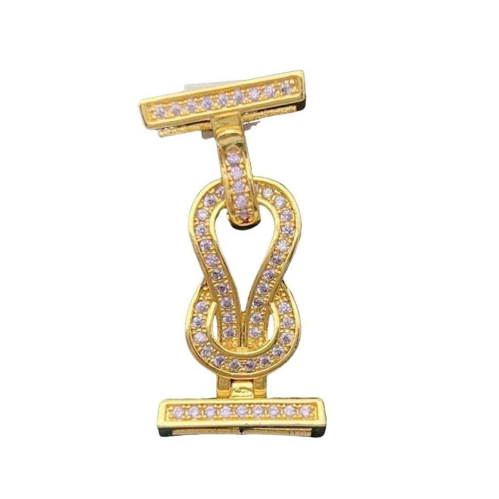 18 Karat Vergoldete Zirkon Doppelreihige Halsketten-Armband-Schließe