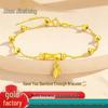 Pulseira de Bambu Ouro 999 S925 - Presente de Dia dos Namorados para Mulheres, Estilo Puro para Namorada ou Mãe