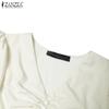ZANZEA Women Casual V-Neck Summer Short Sleeve Long Dress