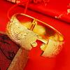 Gold Dragon & Phoenix Bracelet - Wedding & Festive Jewelry for Women
