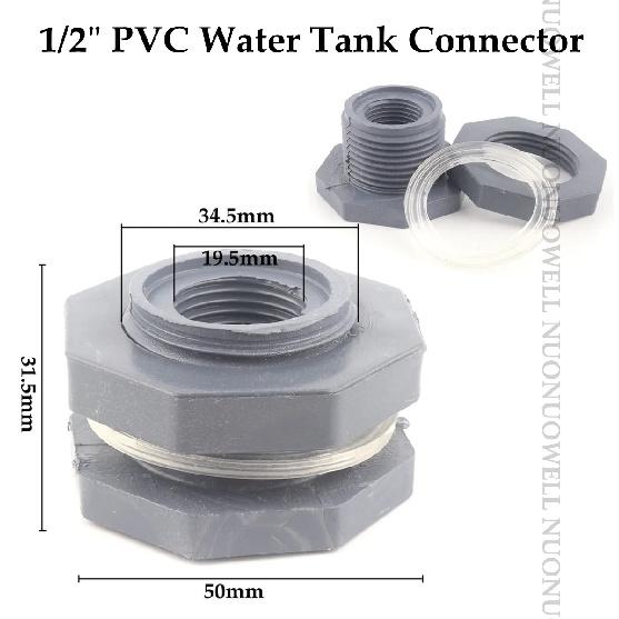 1PCS PVC 1/2"3/4"1"Water Tank Connector Drain Pipe Accessories Aquarium Joints Water Pipe Fittings Thread Adaptor Tank Bulkhead
