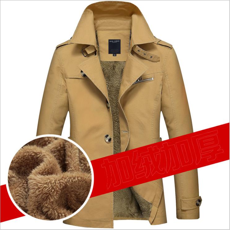 Jesienna i zimowa moda męska Casual Jacket w długim trenczu Cotton Wash Jacket