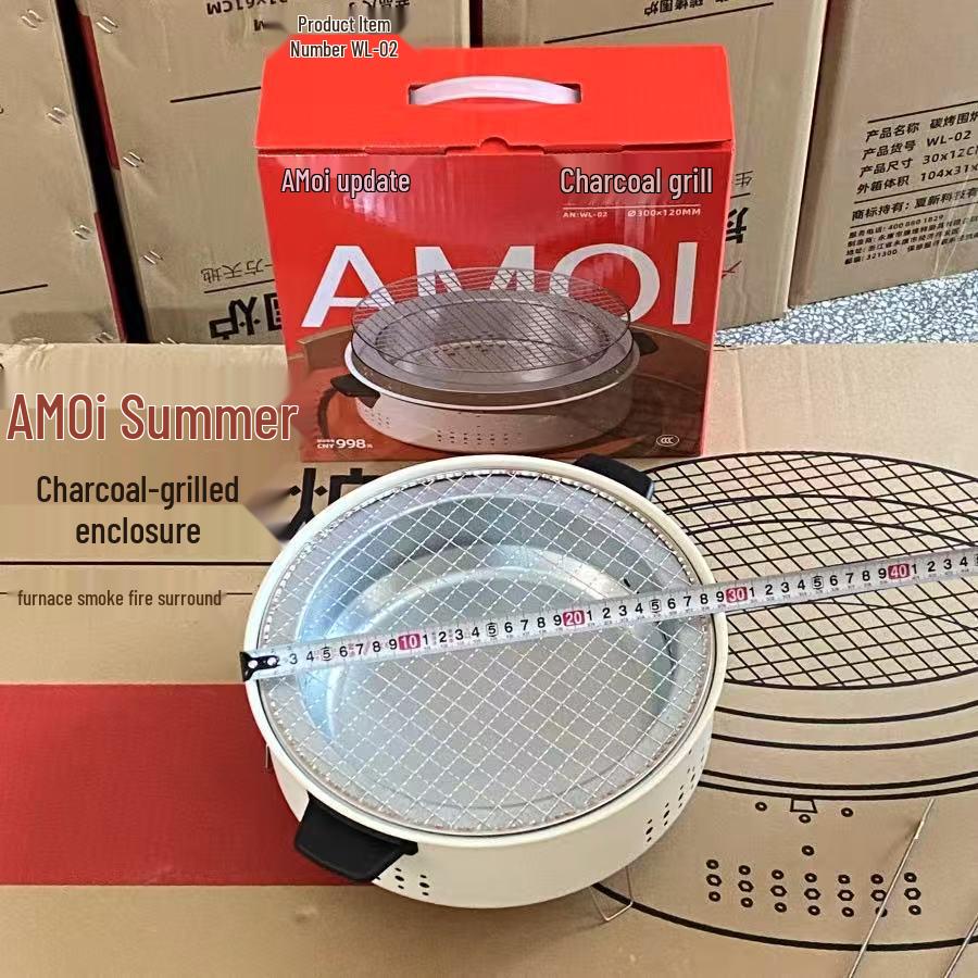 Churrasqueira a Carvão para Exterior com Grelha Redonda para Casa, Preparo de Chá, Acampamento e Uso como Fogão de Aquecimento