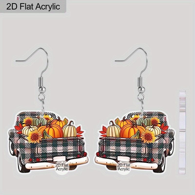 

2D Плоские Женские Серьги на День Благодарения Милые и Красочные Акриловые Осенние Серьги-Подвески в виде Тыквы, Женские Ювелирные Изделия на День Благодарения Осень