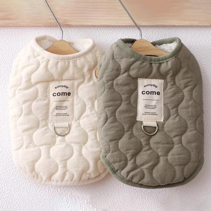 Cat Autumn Winter Vest Warm Thickened Small Medium Dog Clothes Outdoors Traction Buckle Vest Pet Clothes Pet Coat Pet Supplies