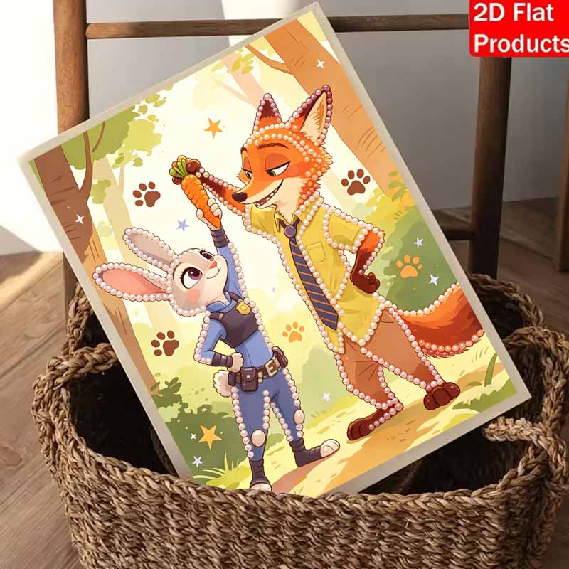Disney DIY Pearl Painting Zootopia Partner Interaction Decorative Painting Creative Ornaments Friends Gifts Desktop Furnishings Home Decoration