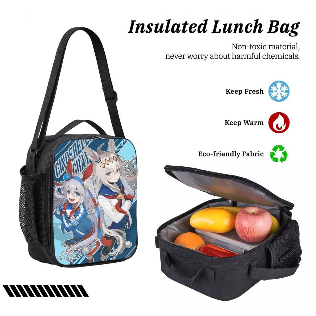 3Pcs Uma Musume Cinderella Gray Backpack Set for Boy Girl Pen Bags Bookbag Sets with Lunch Box For School Students Daypack