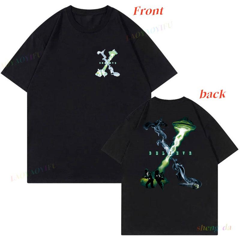 

The X Files Front Back Printed T-Shirt I Want To Believe Cotton Movie Secret of X-Files Graphic TShirts Unisex Fashion Vintage 5XL різнокольоровий