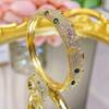 CMM High-quality Dubai Luxury Jewelry Set Retro Italian Hand-Brushed Craftsmanship Golden Inlaid Zircon Woman Bangle Ring Sets