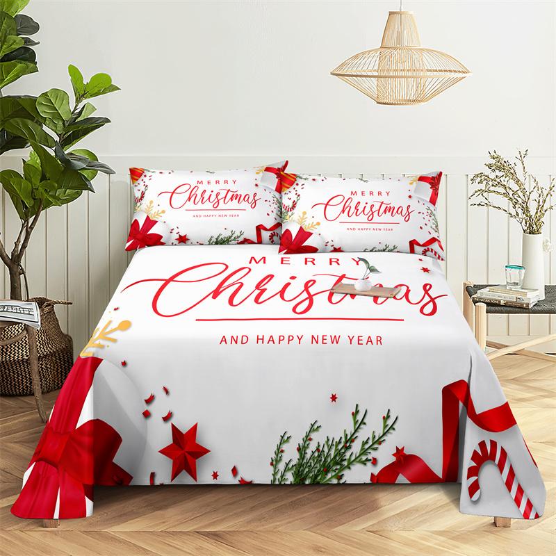 Bedding Sets Christmas Print Bed Sheet Fashion Design Double Flat Sheet Boys Girls Bed Sheet Set Bed Sheets and Pillowcases