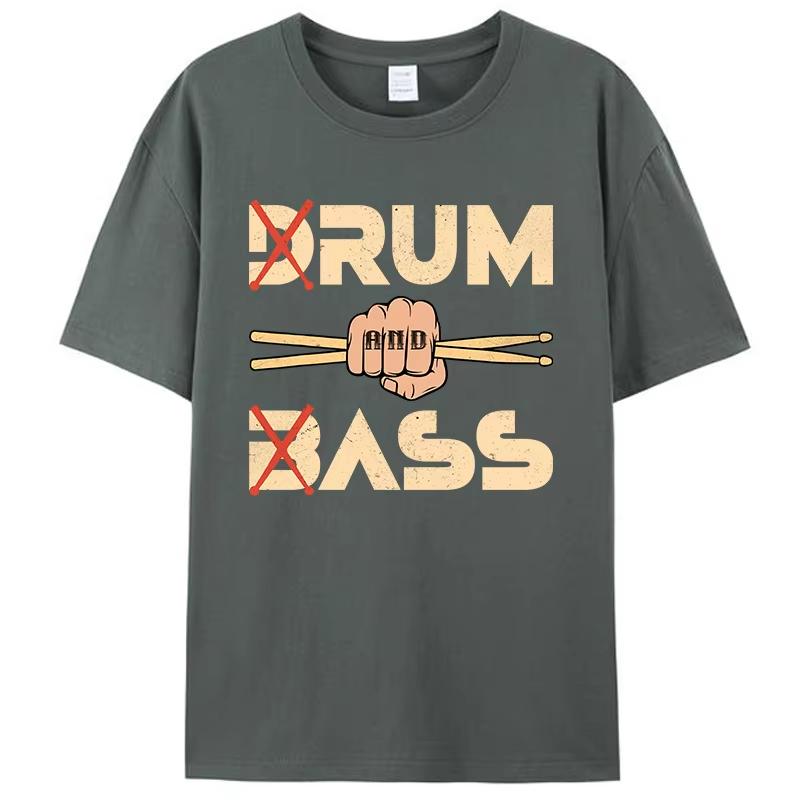 Funny Drum & Bass / Rum & B-Ass Lovers Drummer Leisure Men's T-Shirt Clothing Women Cotton Short Sleeve Tees Casual Vintage Tops