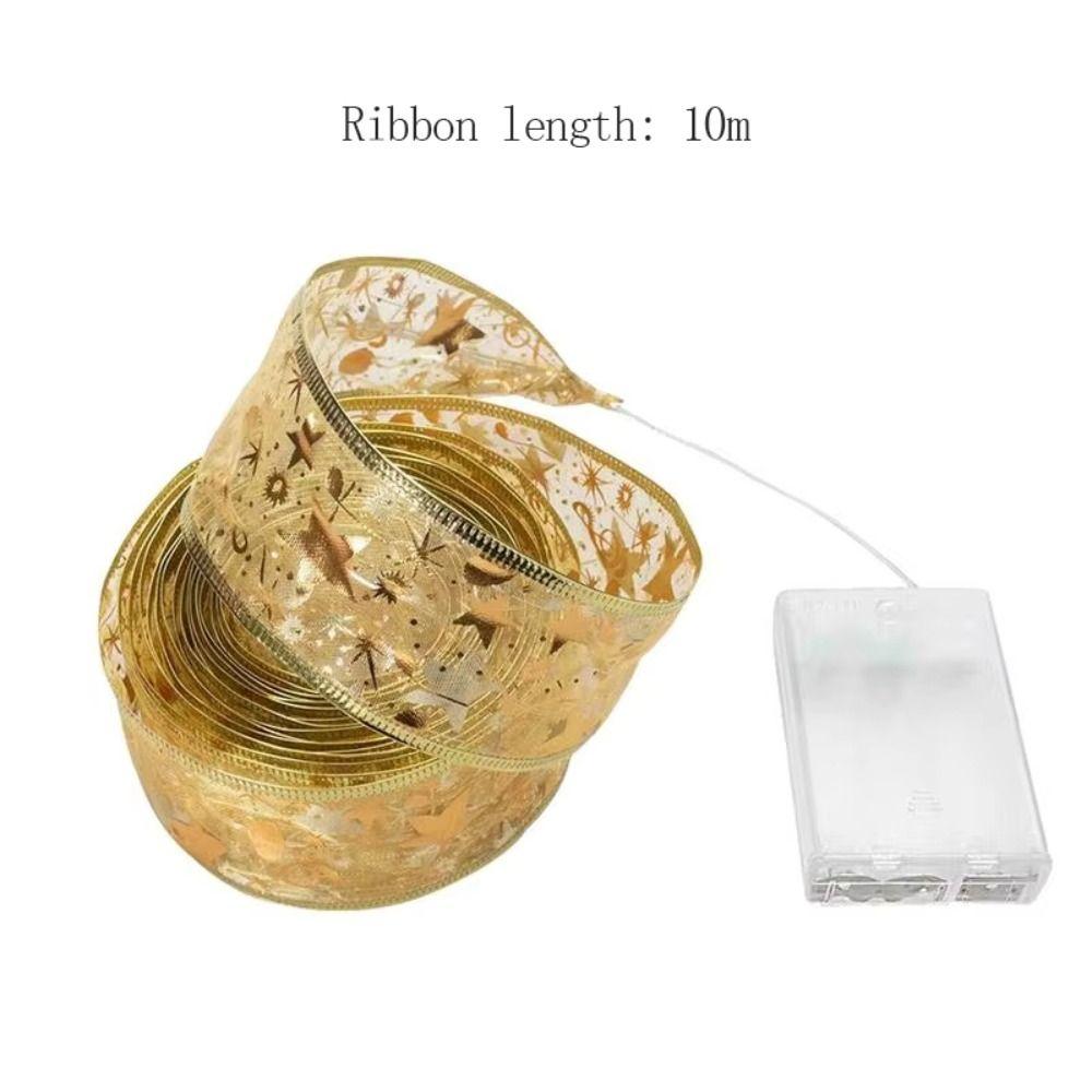 10m 100 Lights Christmas Ribbon Lights Battery-Powered Flashing Christmas Tree Decoration Light Polyester LED