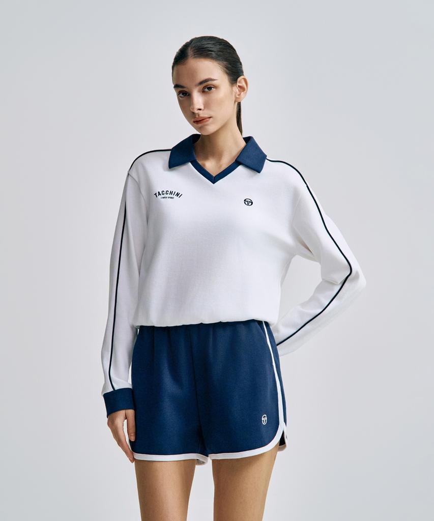 SERGIO TACCHINI W Double Knit V-Neck Long Sleeve Polo