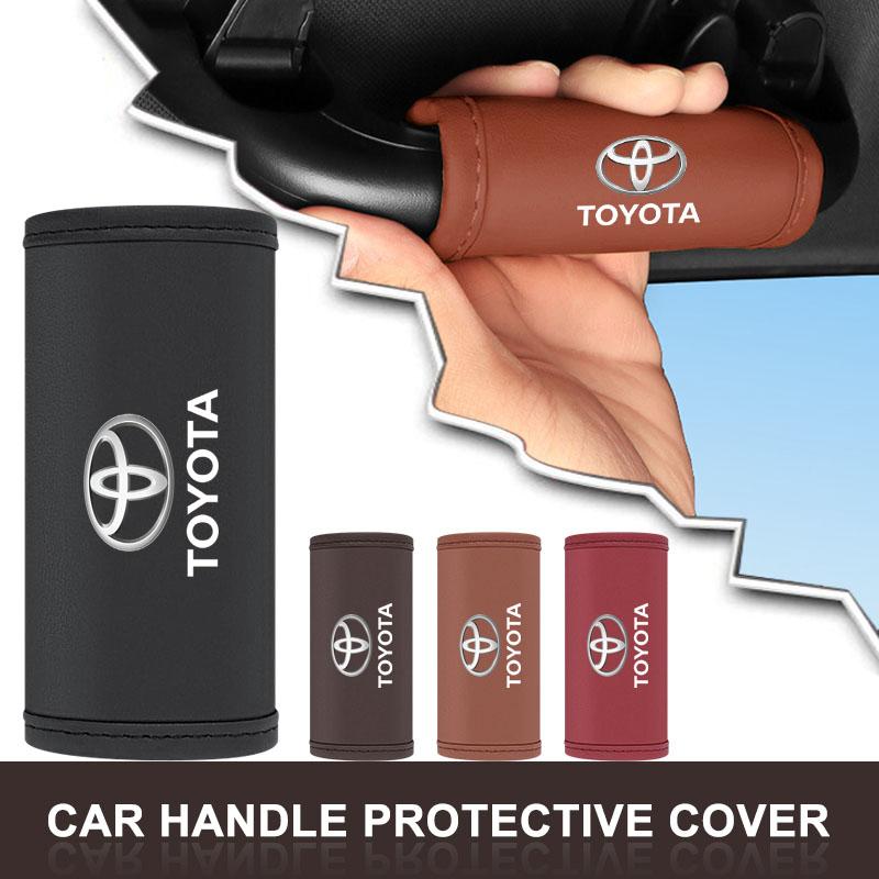 1/2Pcs Car Roof Handle Cover Door Armrest Leather Covering for Toyota Gazoo Racing Corolla TRD Yaris Chr Auris Rav4 Camry Prius Prado Avensis