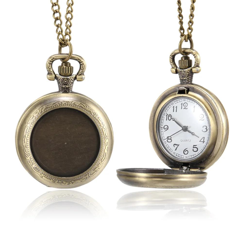 

1 Piece of Exquisite Accessory with Chain Pocket Watch Round Groove, Men s and Women s Pocket Watch Round Groove Case коричневий