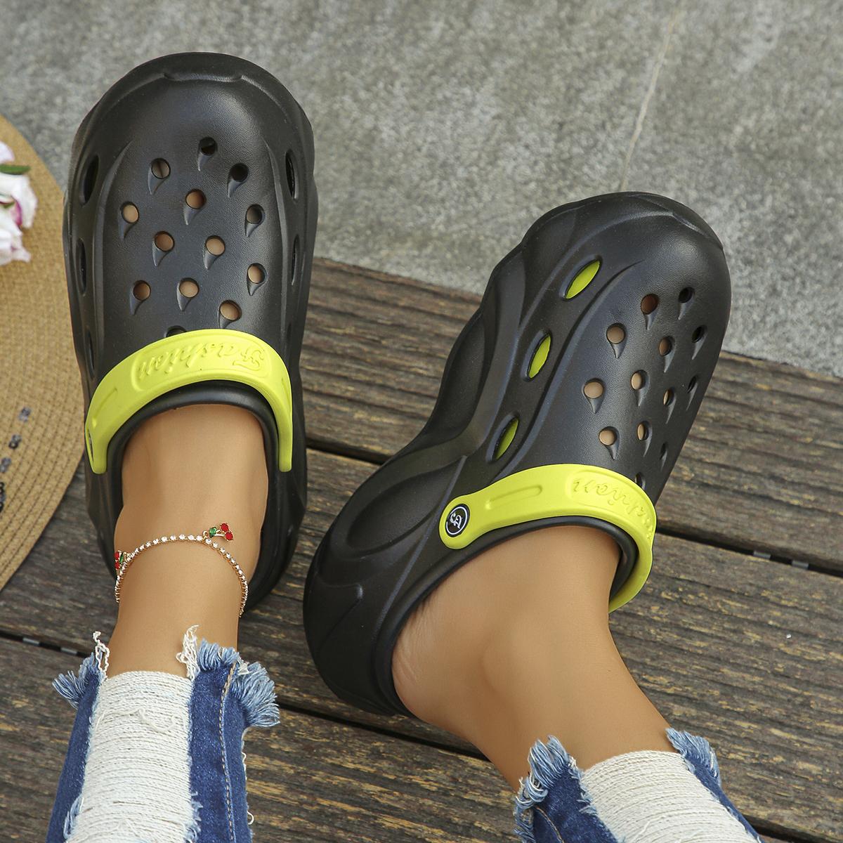 

Разноцветные массивные сабо на платформе для женщин, лето 2024, пляжные сандалии с мягкой толстой подошвой, женские нескользящие тапочки на танкетке из ЭВА 40