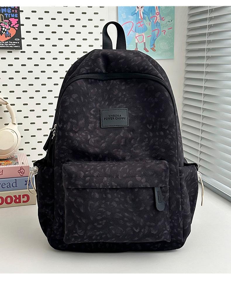 Schoolbag New Large-capacity Backpack High-value Leopard Print Schoolbag Sweet Junior High School Backpack Travel Campus Backpack