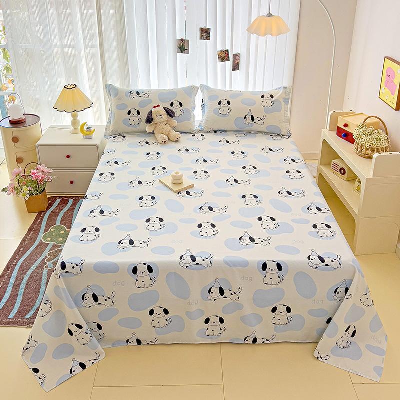 1pc 100% Cotton Bedsheet Cartoon Style Bed Linen Skin-friendly Flat Bed Sheet Adults Kids Sheets Drap De Lit (No Pillowcase)