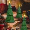 Pacote com 3 Velas LED de Natal Sem Chama Castiçais LED Verdes com Temporizador Controle Remoto Velas LED Piscantes 3D para Árvore de Natal