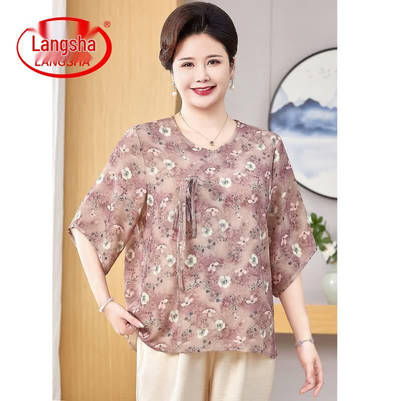 Langsha Women s Plus Size Loose V-Neck Summer Top 3XL