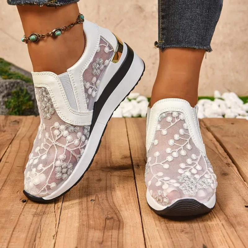 Fashion Ladies Shoes 2025 High Quality Plus Size Women's Vulcanize Shoes Fashion Casual New Mesh Best Seller Comfortable Platform Heels