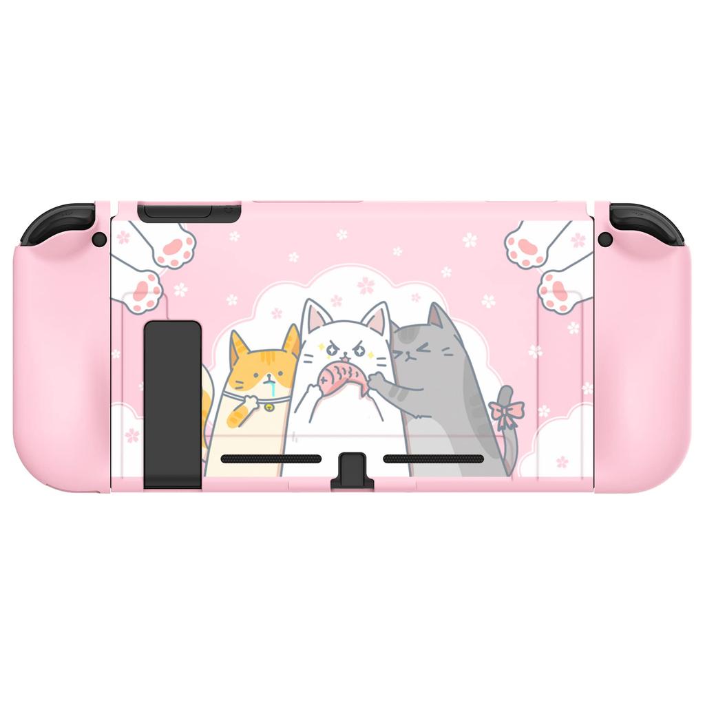 Schutzhülle kompatibel mit PlayVital, weiches, schlankes TPU-Case-Cover für Switch mit bunter ABXY-Tastenkappe Switch, [Süßes Kätzchen]