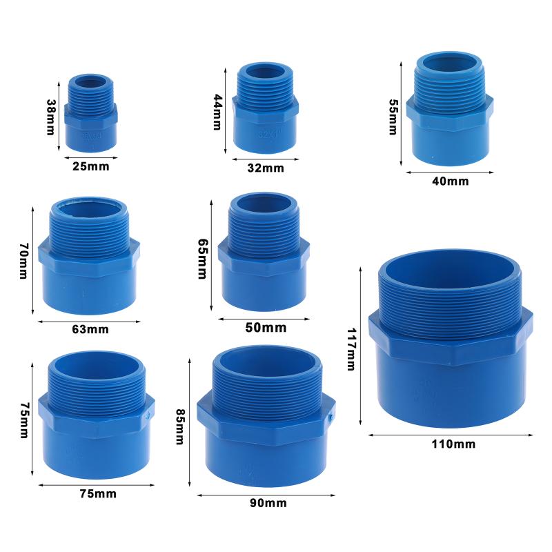 Kimlik 25-110Mm PVC Erkek Dişli Düz Konnektör Akvaryum Balık Tankı Besleme Suyu Bağlantı Parçası Bahçe Sulama Hortumu Su Borusu Adaptörü