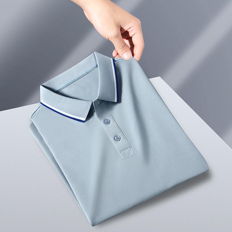 Men'S High-End Solid Color Short Sleeve Lapel Polo Shirt Business Casual Young And Middle-Aged Men'S Top