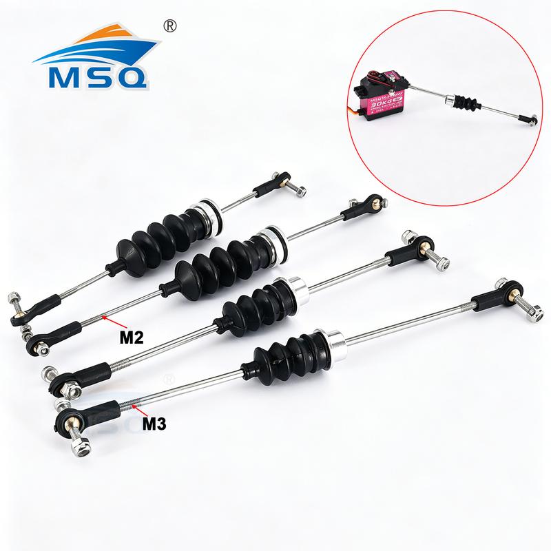 1PC RC Boat Servo Steering Kit, M2 M3 Stainless Steel Rod with Ball Joint, Rubber Bellows Radio Box Seals, for MONO DIY Parts