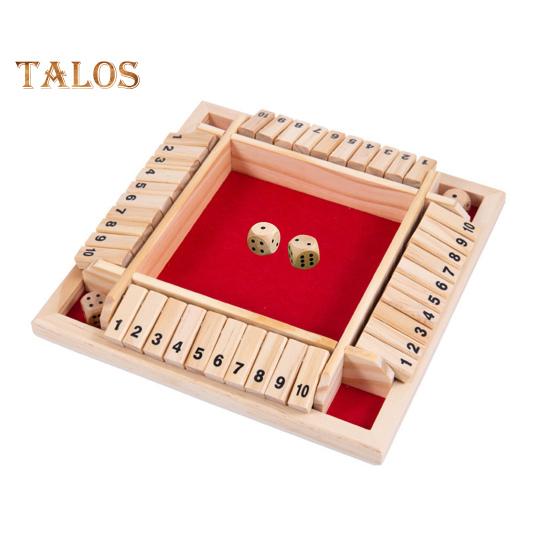 Настільна гра Shut The Box з кубиками. 4-стороння навчальна математична стратегічна гра для 4 гравців. Діти. Дорослі. Сімейна вечірка. Дерев’яна іграшка Close The Box.