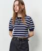 PLAC WOMEN Striped Puff Sleeve Knit Top Navy