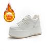 Autumn and winter women's shoes new muffin thick-soled white shoes casual and thin inner height increase small versatile single shoes