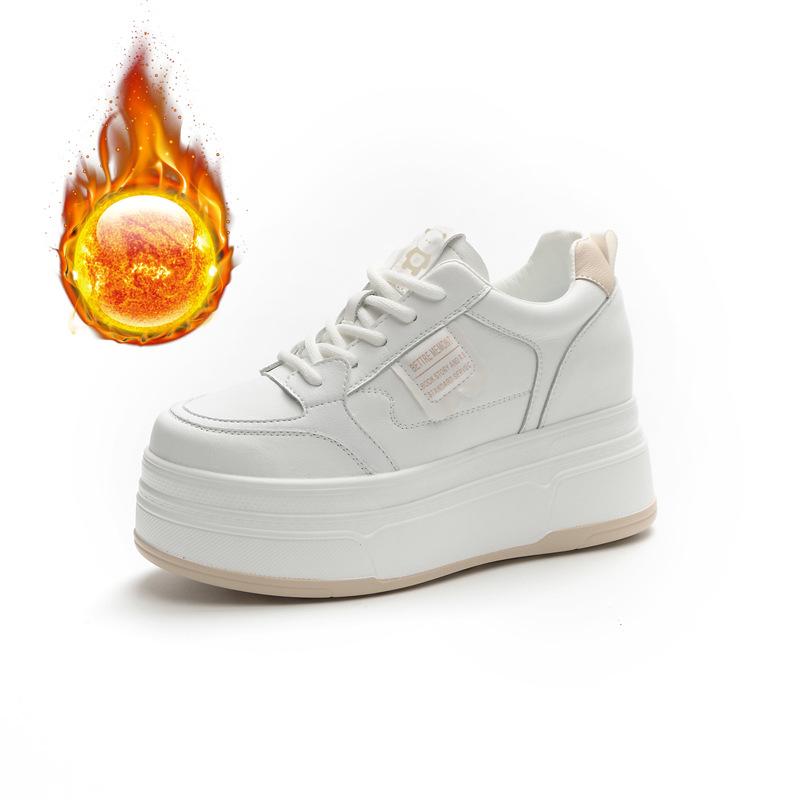 Autumn and winter women's shoes new muffin thick-soled white shoes casual and thin inner height increase small versatile single shoes