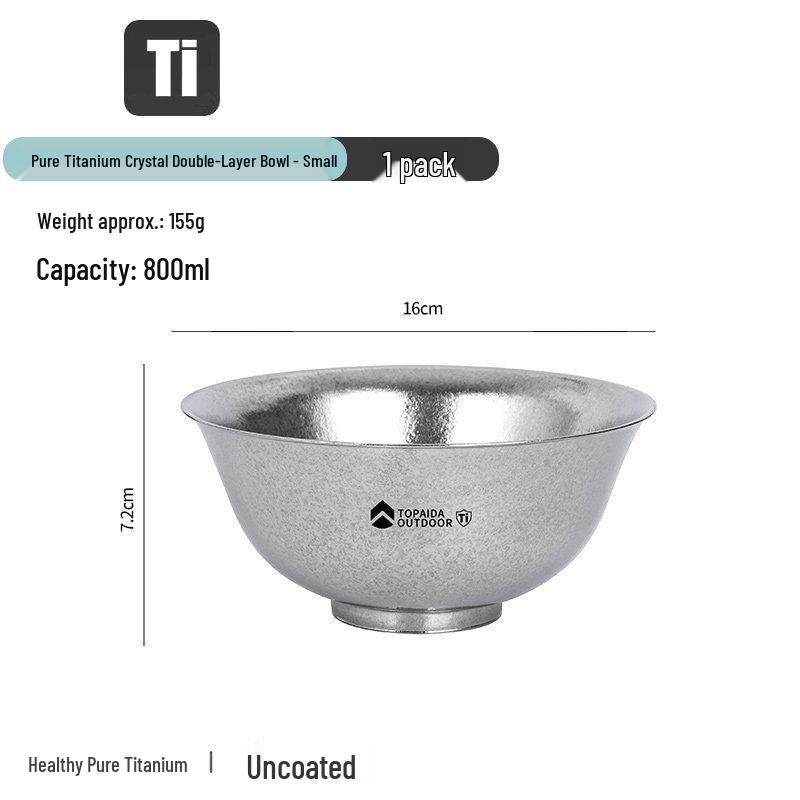 Large Pure Titanium Insulated Soup & Rice Bowl – Perfect for Camping & Home