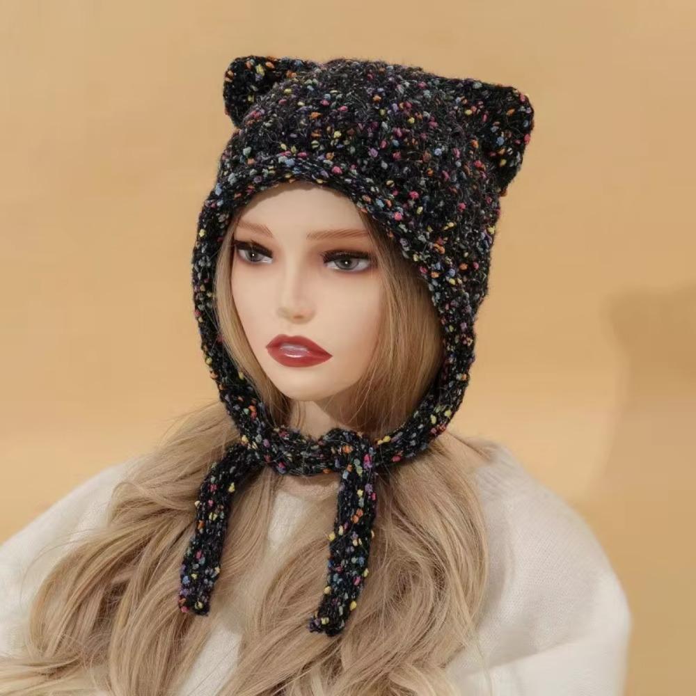 Keep Warm Knitting Cap Cute Cat Ear Pullover Cap New Cat Ear Hat