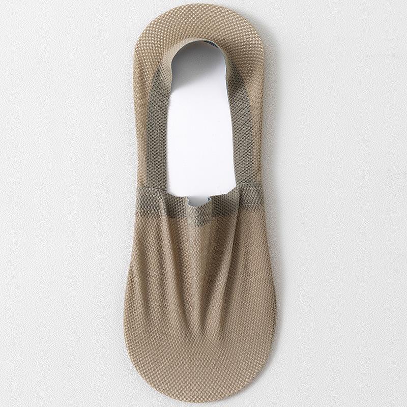 Men's Summer Breathable Mesh No-Show Socks: Ice Silk, Non-Slip, Sweat-Absorbent, Cotton Bottom, No Heel Drop