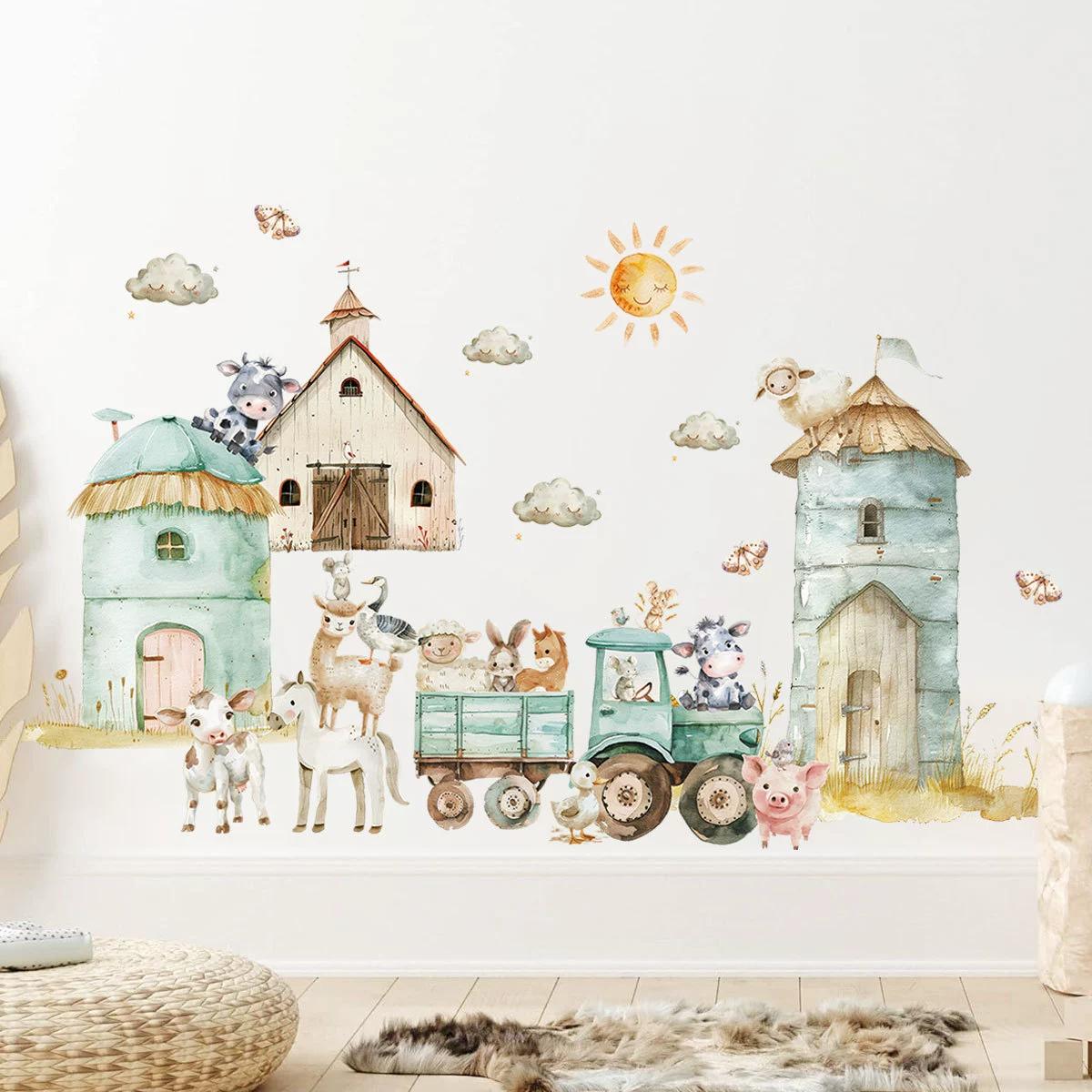 

Cartoon Cute Rabbit Hot Air Balloon Clouds Large Wall Stickers for Kids Room Living Room Nursery Decoration Children Wall Decals 30x60CM 2pcs