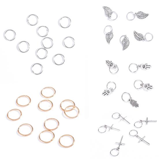 5/10Pcs Punk Women Hip-Hop Braid Hand Cross Shell Leaf Ring Hair Clips Accessory