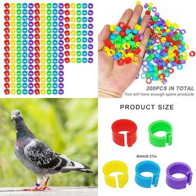 Pet Bird Rings Leg Labels for Bird Management Pigeons Accessory Assorted Color Bird Foot Rings Clip-on-Leg Anti-Lost X3UC