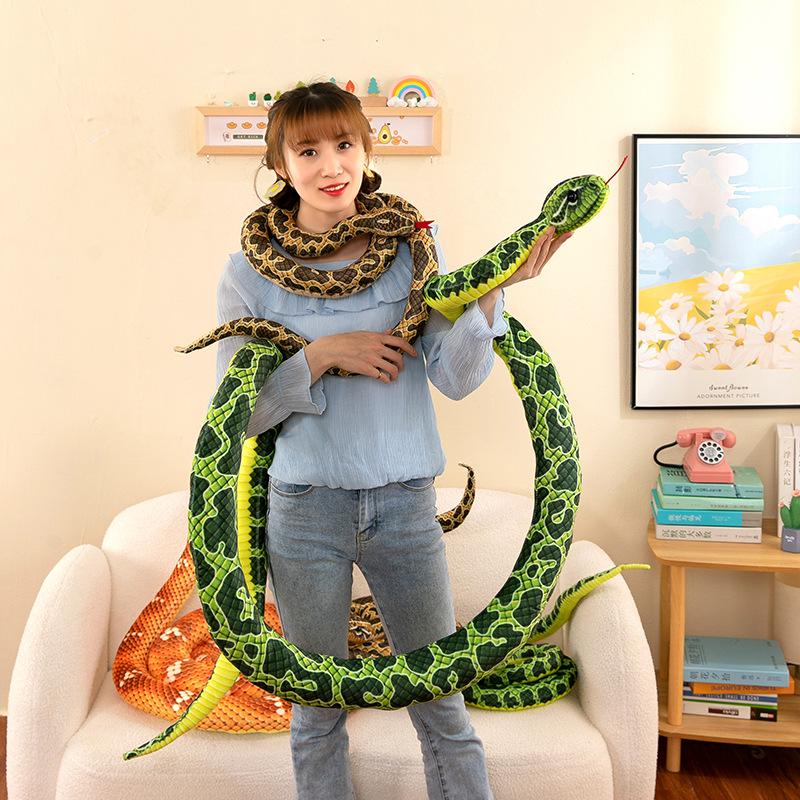 Simulated Snake Fake Snake Plush Toy Whole Cup Spoof Spotted Boa Constrictor Doll Children's Props