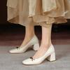 Nowa moda pojedyncze buty damskie stopa guma miękka podeszwa duży rozmiar kwadratowy obcas wygodny średni obcas jednolity kolor jeden pedał buty pojedyncze na cztery pory roku