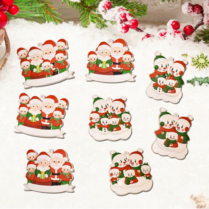New Christmas Family Resin Pendant DIY Handwritten Name Notes Date Blessing Santa Claus Snowman Elk Pendant Ornaments Party Gift