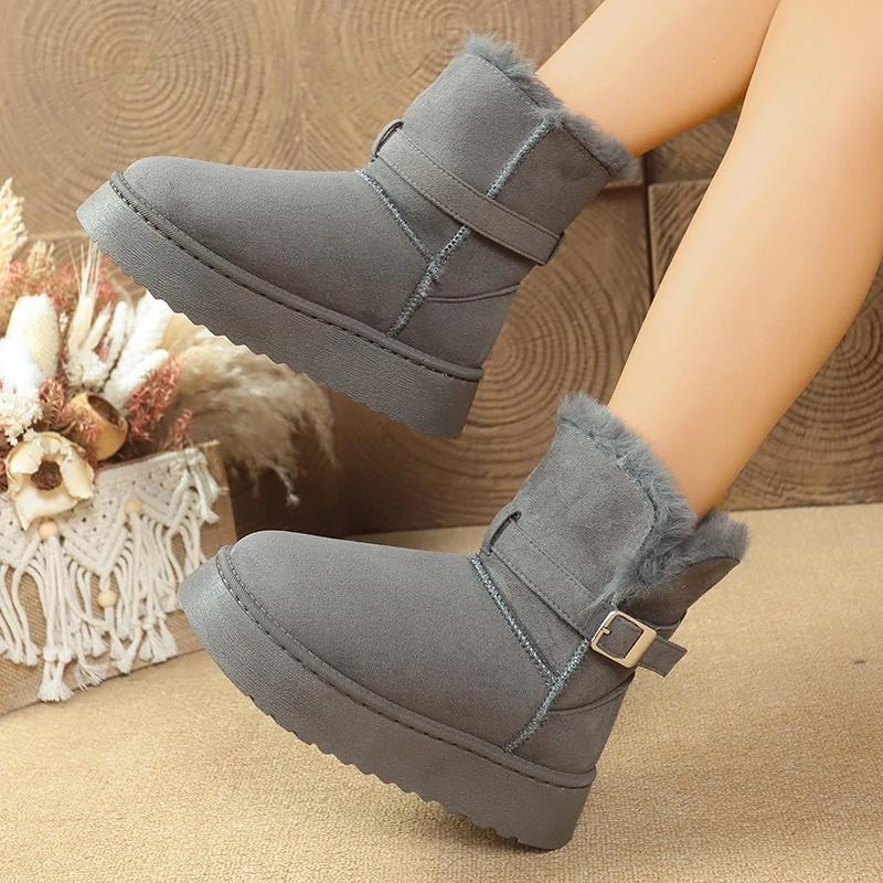 Fashion 2025 Brand Ladies Shoes Ankle Women's Fashion Belt Buckle Daily Winter Plus Velvet Keep Warm Best Seller Comfortable Snow Boots
