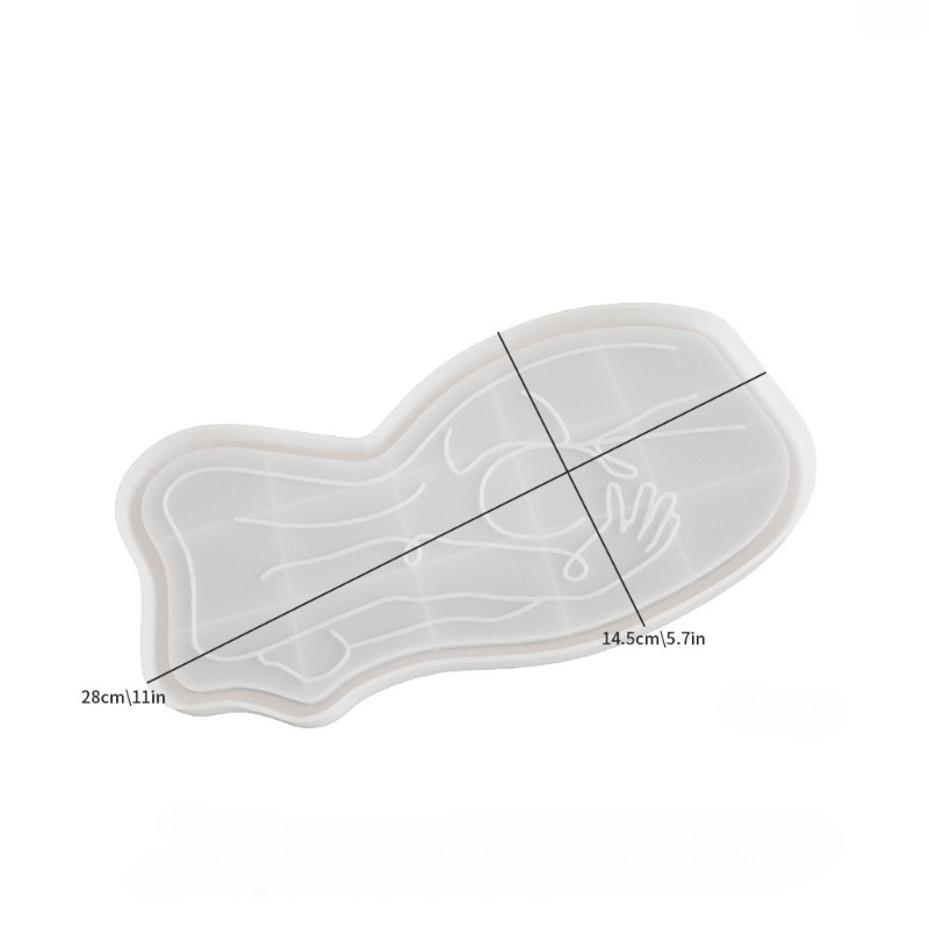 1 Pcs DIY Epoxy Resin Mold Cement Gypsum Abstract Human Body Lines Tray Storage Plaster Decoration Silicone Mold